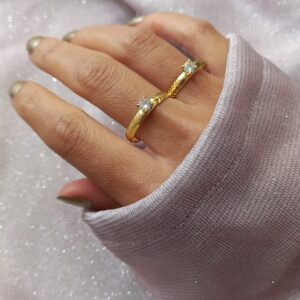 Anel Solitário Trabalhado No Ouro