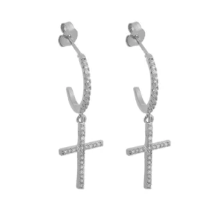 Brinco Cruz No Ródio