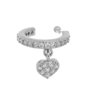 Piercing Fake Cravejado Coração No Ródio