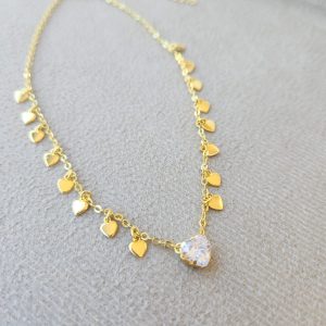 Colar Choker Corrente Pingente Coração