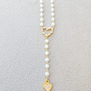 Colar Gravata Com Pérolas