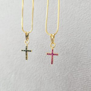 Colar Pingente Cruz De Zircônias