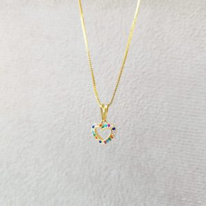 Colar Coração Vazado Com Zircônias Colors