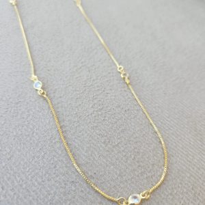 Colar Longo Corrente Com Pontos De Zircônias