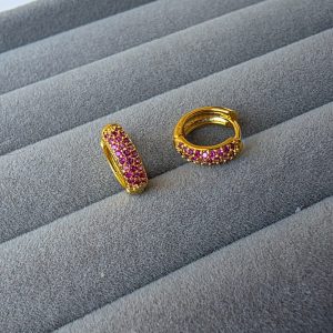 Brinco Argola Cravejada Pink