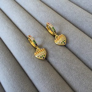 Brinco Argola Coração Cravejada Colors