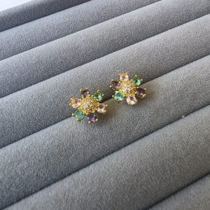 Brinco Flor Com Zircônias e Cristais Colors