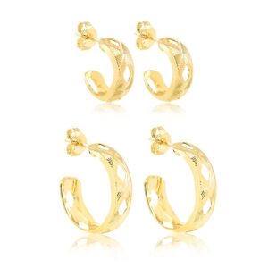 Brinco Conjunto Argolas Trabalhada